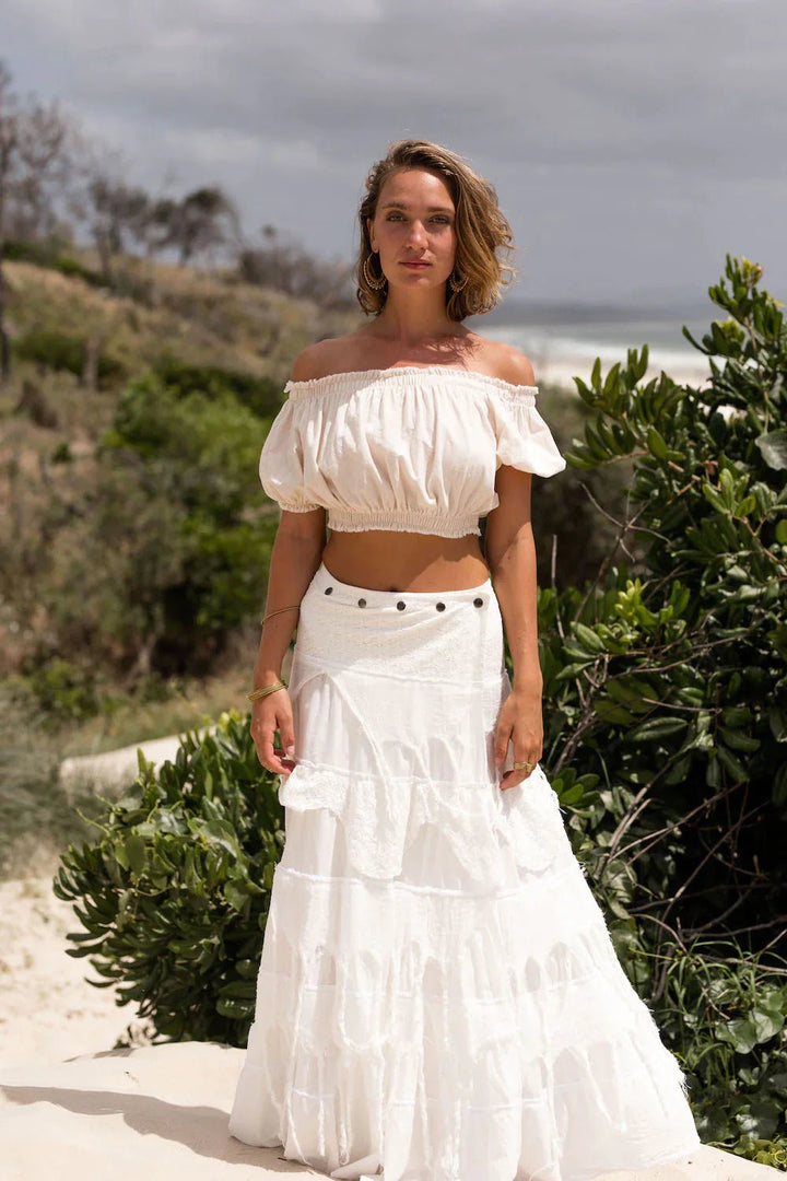 GYPSY QUEEN SKIRT WHITE - Trancentral Shop