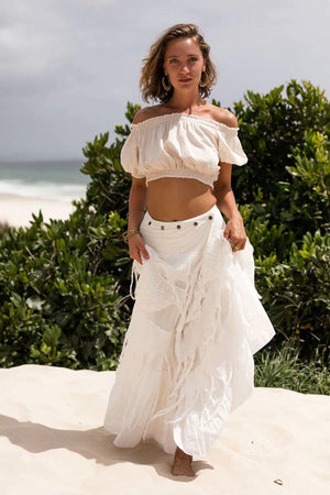 GYPSY QUEEN SKIRT WHITE - Trancentral Shop