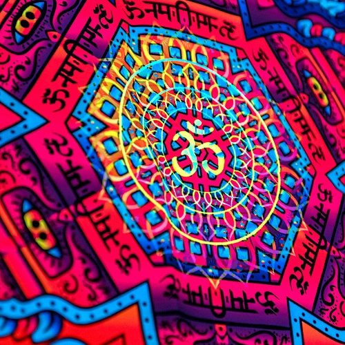 Hanuman Mandala Psychedelic Fluorescent UV-Reactive Backdrop Tapestry Blacklight Wall Hanging - Trancentral Shop
