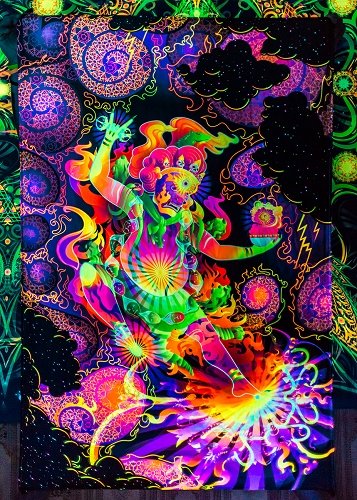 Hayagriva’s Eyes Psychedelic Fluorescent UV-Reactive Backdrop Tapestry Blacklight Poster - Trancentral Shop