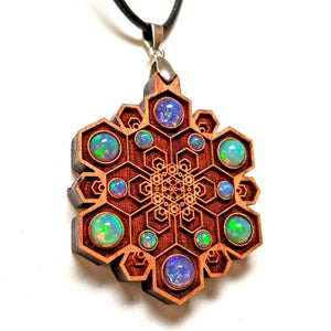 Hex Flower Gemstone Grid Talisman - 12 Ethiopian Opals - Trancentral Shop