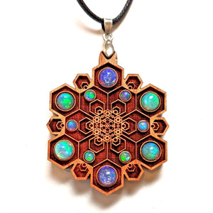 Hex Flower Gemstone Grid Talisman - 12 Ethiopian Opals - Trancentral Shop