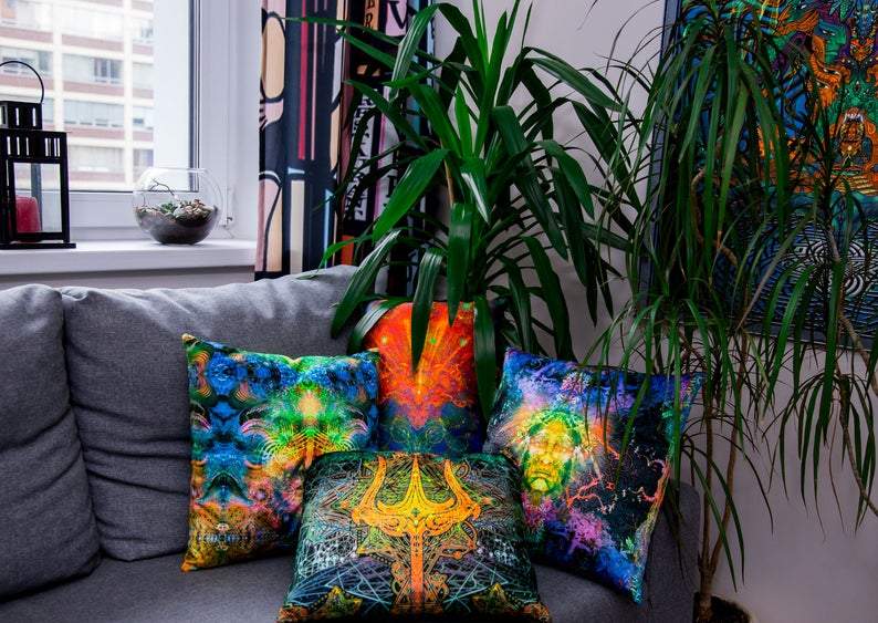Hippie Trippy UV Pillow with fill - Trancentral Shop