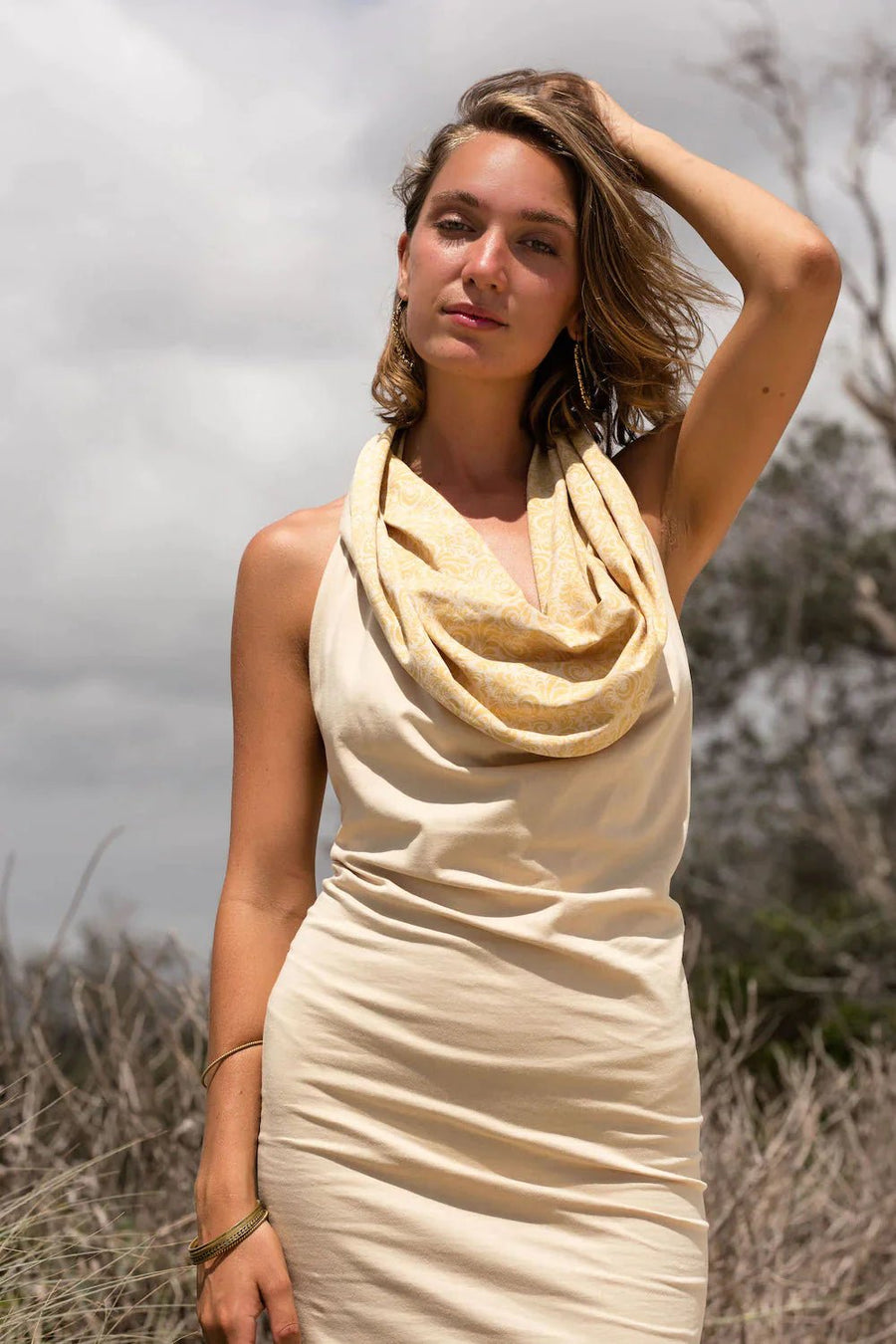 HOODED DESERT DRESS CREAM - Trancentral Shop