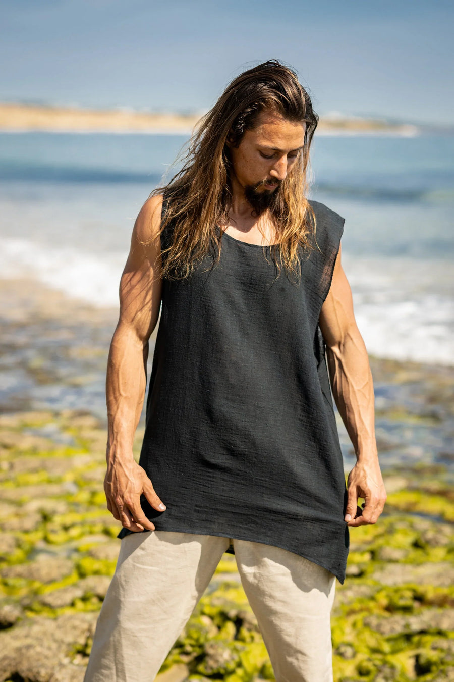 BALAKA Tank Top Black Tribal Sleeveless