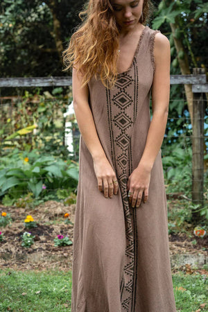 ILANA DRESS IN EARTHY BROWN - Trancentral Shop