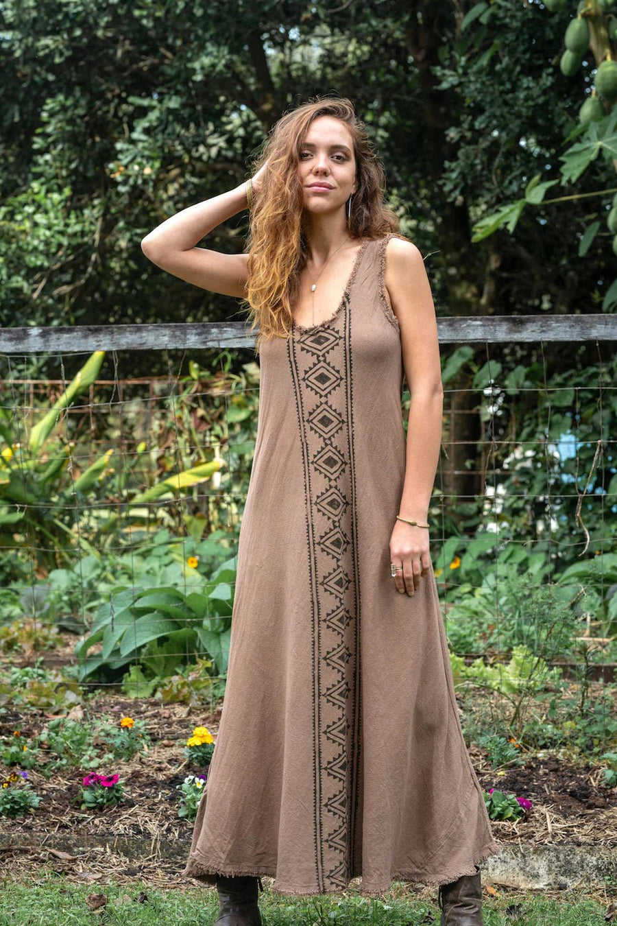 ILANA DRESS IN EARTHY BROWN - Trancentral Shop