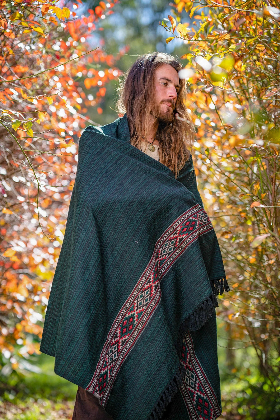 JHANA MEDITATION PRAYER SHAWL BLANKET GREEN - Trancentral Shop