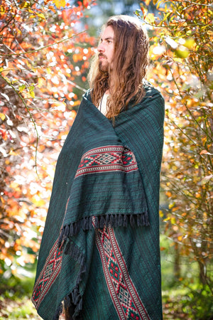 JHANA MEDITATION PRAYER SHAWL BLANKET GREEN - Trancentral Shop