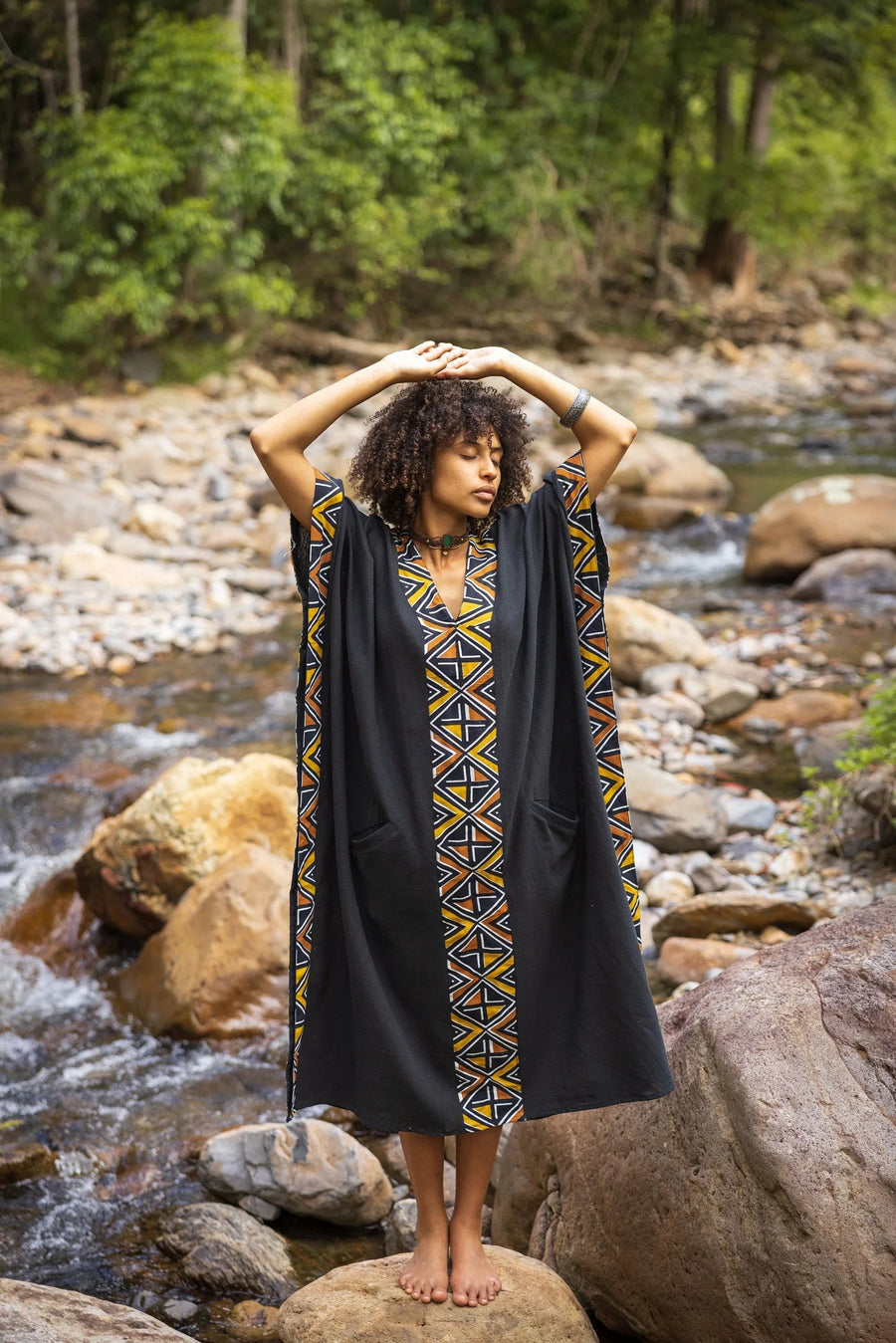 KAFATU WOMENS BROWN KAFTAN DRESS MAXI - Trancentral Shop