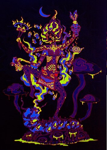 Kali in Wonderland Psychedelic Fluorescent UV-Reactive Backdrop Tapestry Blacklight Poster - Trancentral Shop