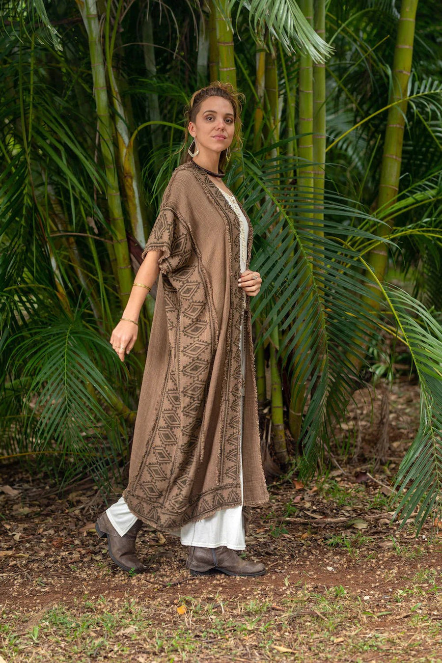 KERALA KAFTAN IN EARTHY BROWN - Trancentral Shop