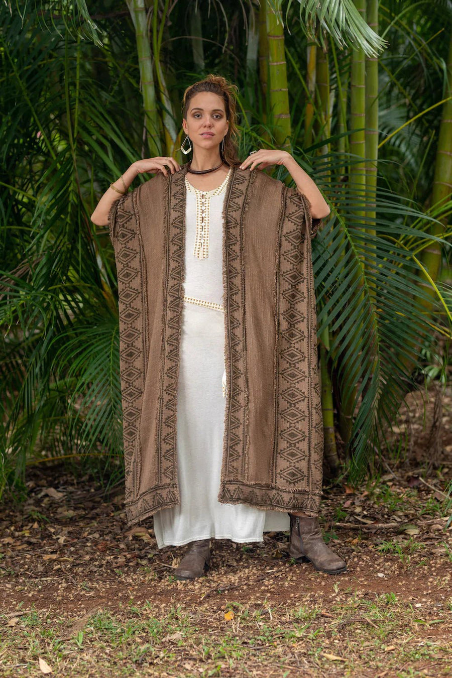 KERALA KAFTAN IN EARTHY BROWN - Trancentral Shop