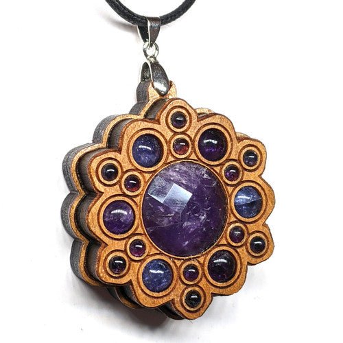 LED Gemstone Talisman Pendant - Light Warrior - Cherry with Amethyst - Trancentral Shop