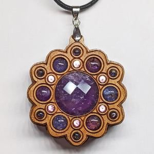 LED Gemstone Talisman Pendant - Light Warrior - Cherry with Amethyst - Trancentral Shop