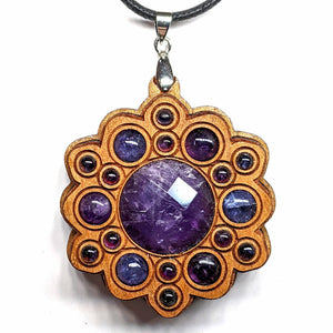 LED Gemstone Talisman Pendant - Light Warrior - Cherry with Amethyst - Trancentral Shop