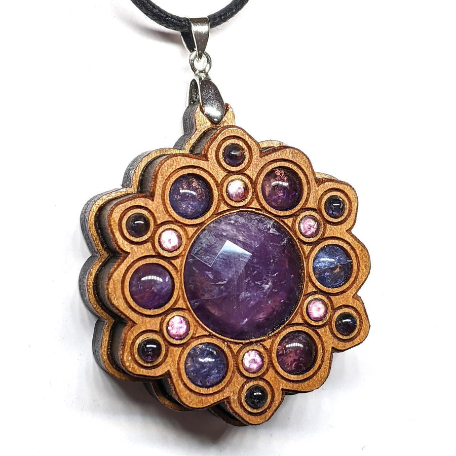 LED Gemstone Talisman Pendant - Light Warrior - Cherry with Amethyst - Trancentral Shop