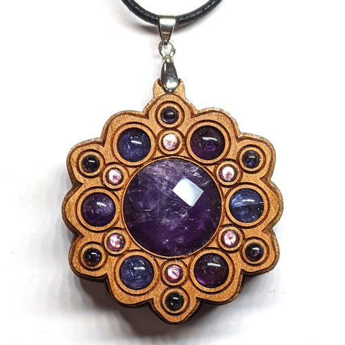 LED Gemstone Talisman Pendant - Light Warrior - Cherry with Amethyst - Trancentral Shop