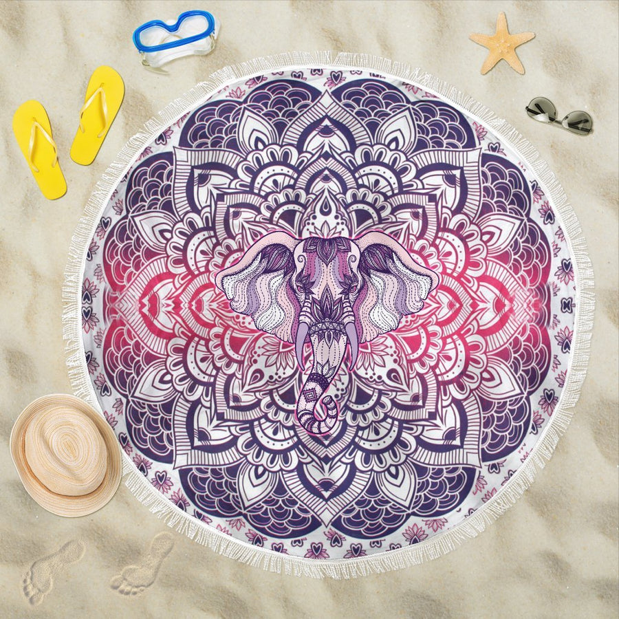 Lucky Purple Elephant Mandala Beach Blanket - Trancentral Shop
