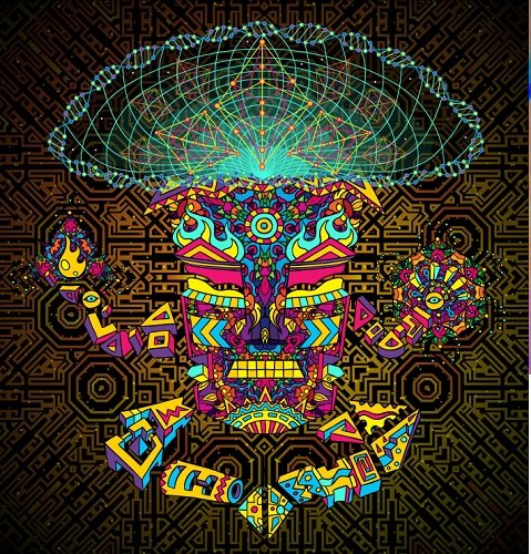 Magic Mushroom God Psychedelic Fluorescent Tapestry UV-reactive Backdrop Blacklight Poster - Trancentral Shop