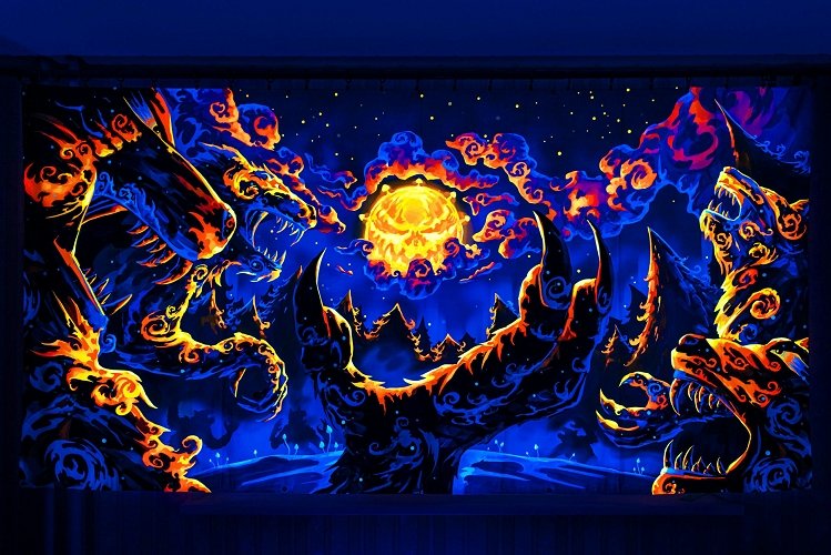 Magic Mushroom Werewolves – Psychedelic UV-Reactive Tapestry - Trancentral Shop