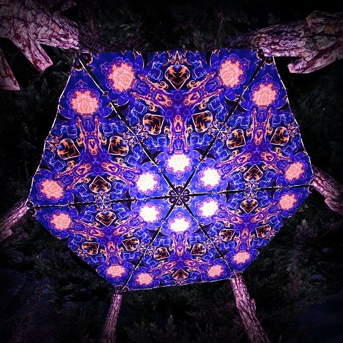 Magic Mushroom Werewolves Triangle TR01 Psychedelic UV Reactive Canopy Parts Stretchable Print on Lycra - Trancentral Shop