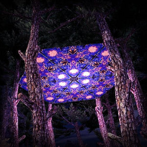 Magic Mushroom Werewolves Triangle TR01 Psychedelic UV Reactive Canopy Parts Stretchable Print on Lycra - Trancentral Shop