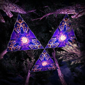 Magic Mushroom Werewolves Triangle TR02 Psychedelic UV Reactive Canopy Parts Stretchable Print on Lycra - Trancentral Shop