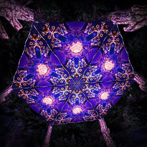 Magic Mushroom Werewolves Triangle TR02 Psychedelic UV Reactive Canopy Parts Stretchable Print on Lycra - Trancentral Shop