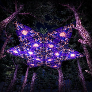 Magic Mushroom Werewolves Triangle TR02 Psychedelic UV Reactive Canopy Parts Stretchable Print on Lycra - Trancentral Shop