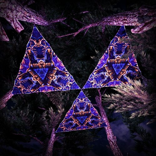 Magic Mushroom Werewolves Triangle TR03 Psychedelic UV Reactive Canopy Parts Stretchable Print on Lycra - Trancentral Shop