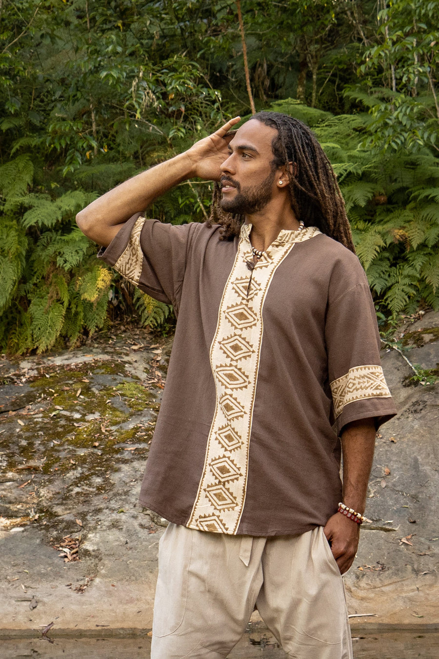 MAHADI MENS BROWN SHAMANIC TOP CEREMONY - Trancentral Shop