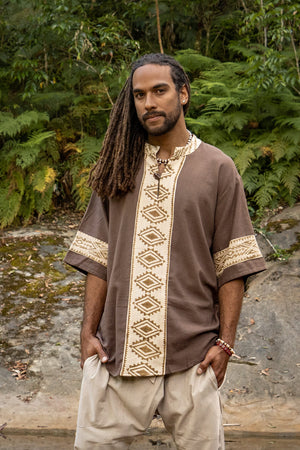 MAHADI MENS BROWN SHAMANIC TOP CEREMONY - Trancentral Shop