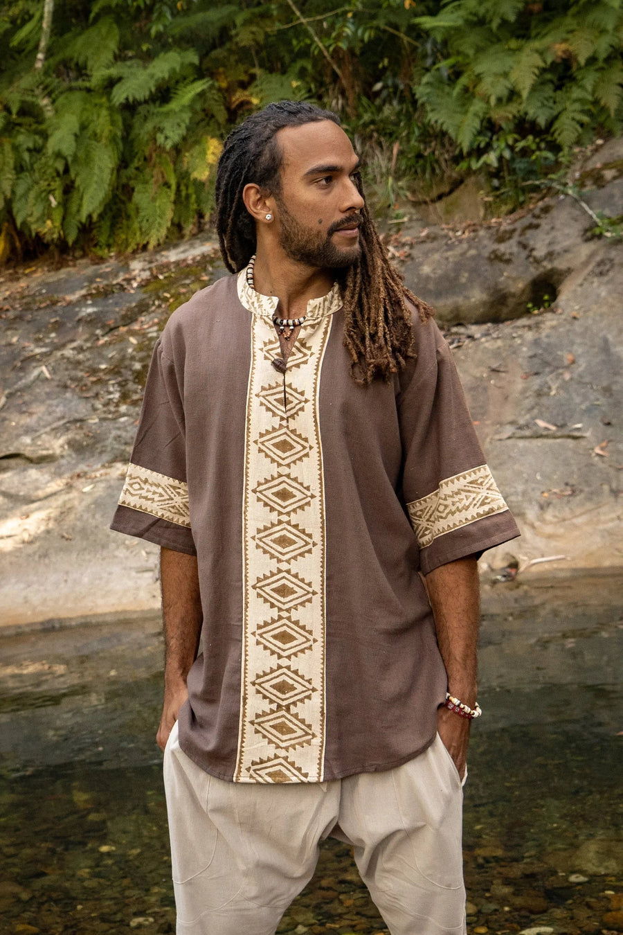 MAHADI MENS BROWN SHAMANIC TOP CEREMONY - Trancentral Shop