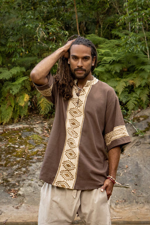 MAHADI MENS BROWN SHAMANIC TOP CEREMONY - Trancentral Shop