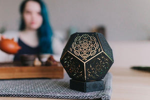 Mandala Black Flower Wooden LED Lamp - Trancentral Shop