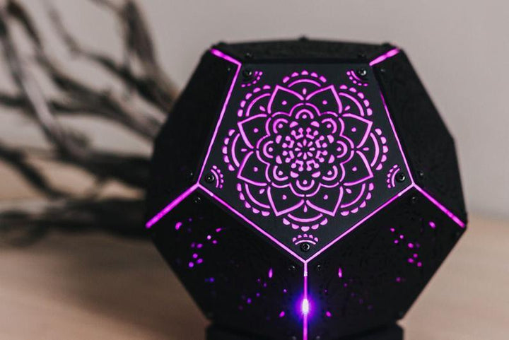 Mandala Black Flower Wooden LED Lamp - Trancentral Shop