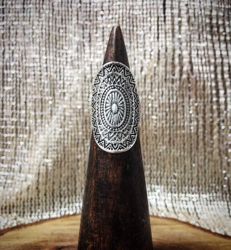 Mayan Mandala Silver Ring - Trancentral Shop