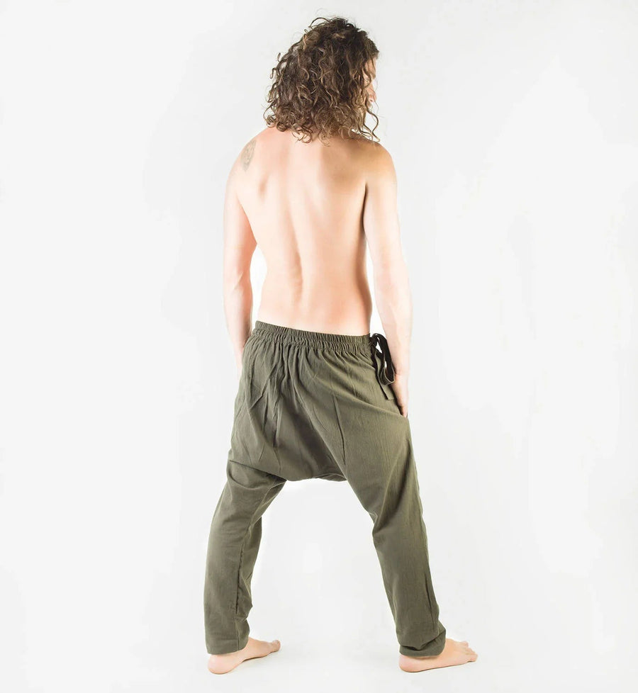 MEN'S HAREM PANTS GREEN AFGHANI DROP - Trancentral Shop