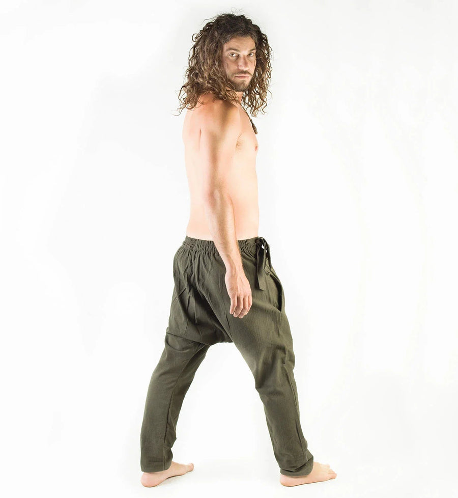 MEN'S HAREM PANTS GREEN AFGHANI DROP - Trancentral Shop