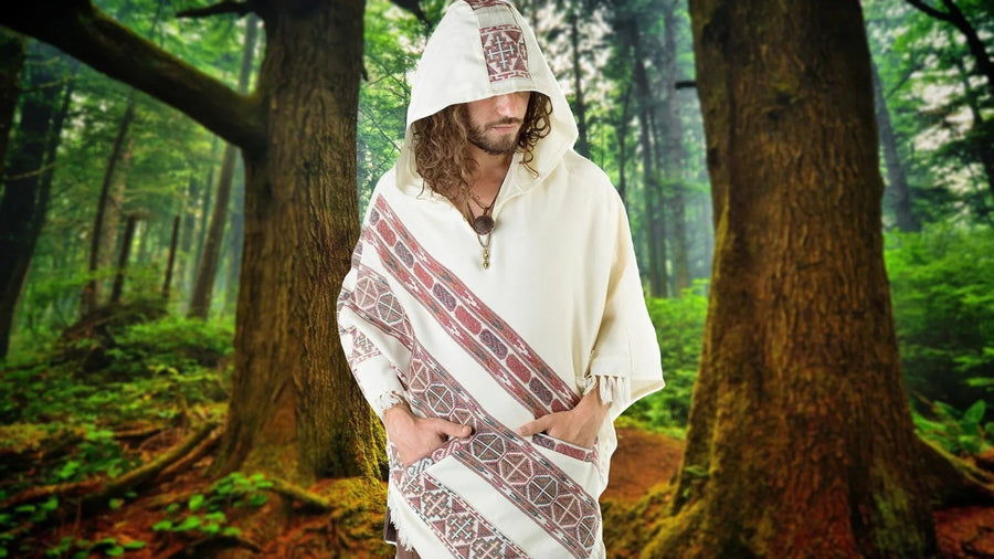 MENS PONCHO LARGE HOOD YAK WOOL - Trancentral Shop