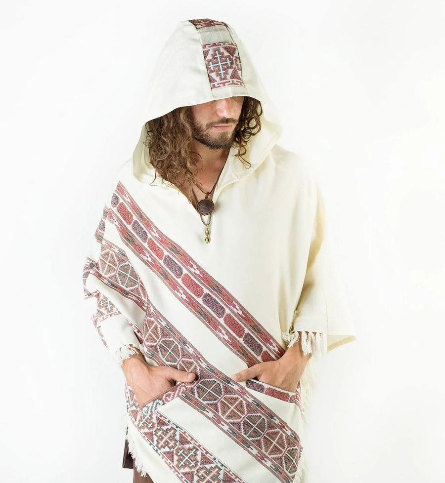 MENS PONCHO LARGE HOOD YAK WOOL - Trancentral Shop