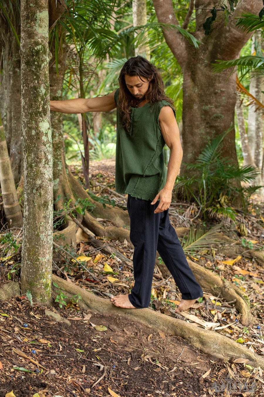 MENS TANK TOP HANDMADE GREEN NEO - Trancentral Shop