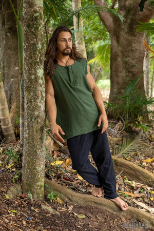 MENS TANK TOP HANDMADE GREEN NEO - Trancentral Shop