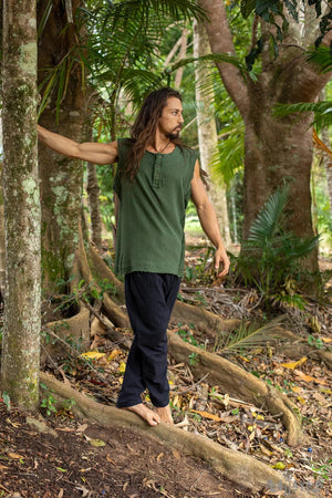 MENS TANK TOP HANDMADE GREEN NEO - Trancentral Shop