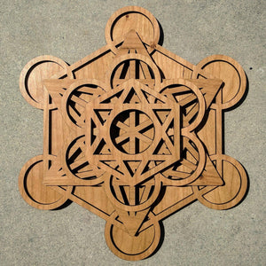 Metatrons Cube Five Layer Birch Wood Wall Art - Trancentral Shop