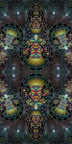 Mushroom God Space UV Backdrop XL Dark Tapestry Psychedelic Fluorescent Wall Art - Trancentral Shop