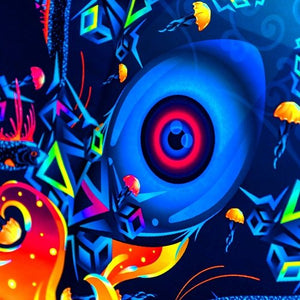 Ocean Buddha Mandala Psychedelic Fluorescent UV-Reactive Backdrop Tapestry Blacklight Wall Hanging - Trancentral Shop