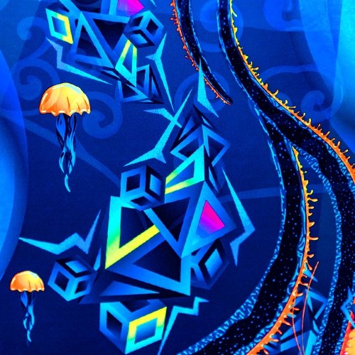 Ocean Buddha Mandala Psychedelic Fluorescent UV-Reactive Backdrop Tapestry Blacklight Wall Hanging - Trancentral Shop