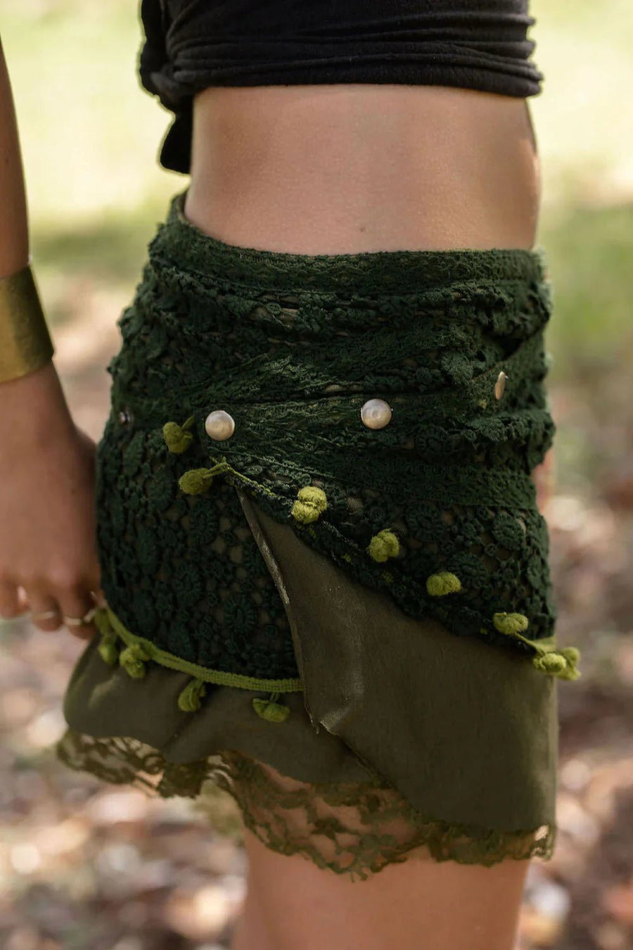 PIXIE LACE MINI SKIRT GREEN - Trancentral Shop